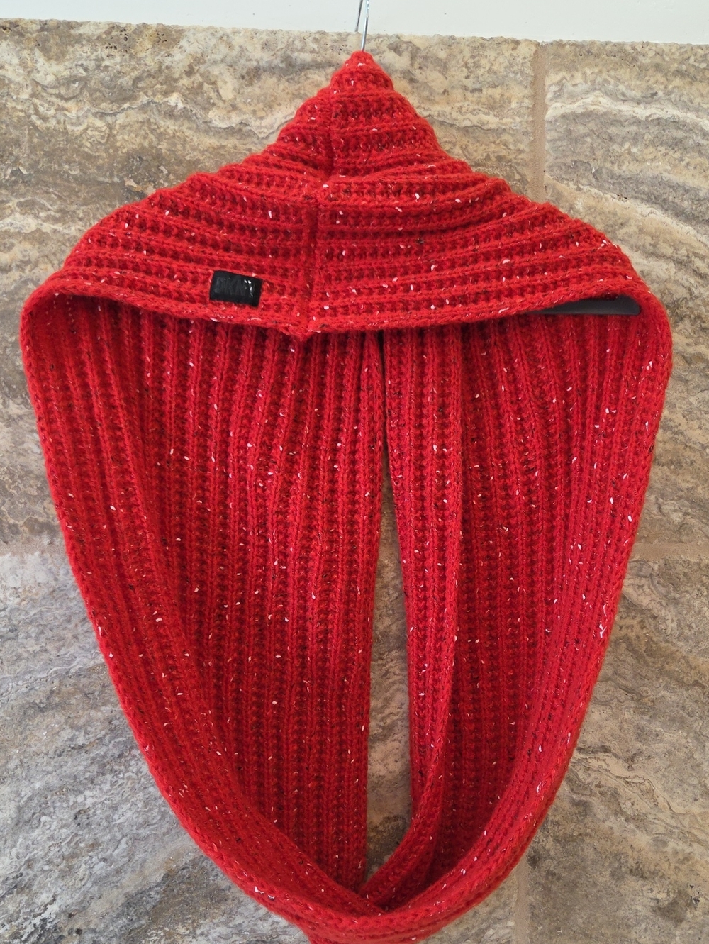 DKNY Red Infinity Scarf EUC